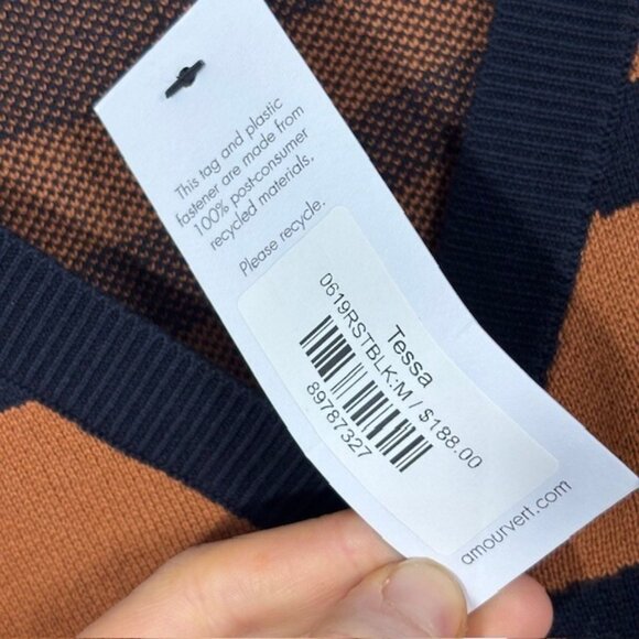 Amour Vert Cardigan Sweater Womens Medium Tessa Orange Black Organic Cotton NEW - Picture 4 of 6